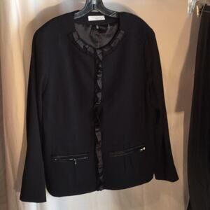 Tahari Black ruffled front jacket 18 worn once